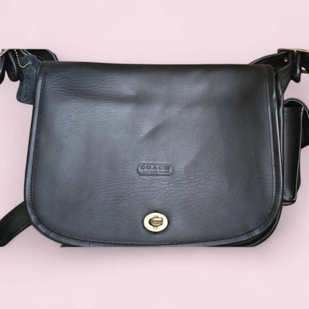 Vintage coach black leather crossbody